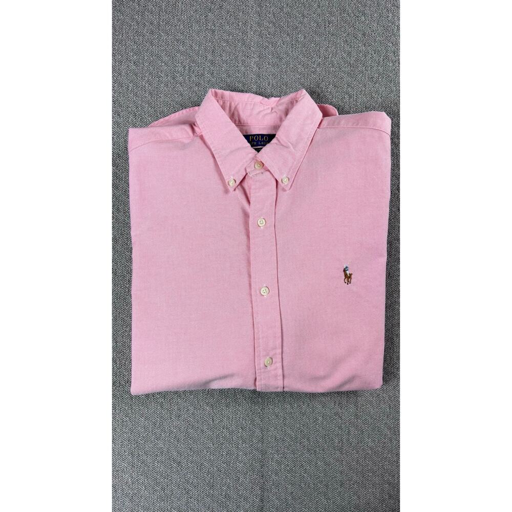 Polo Ralph Lauren Men's Sz LG Classic Button Down Polo Pink with Pony - Picture 12 of 14